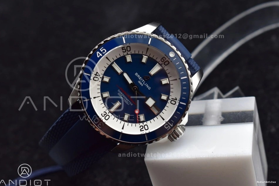Best Edition 1:1 Dial on Contemporary 1168 A BLSF Strap Blue SS Automatic SuperOcean Blue 42 Rubber 0816